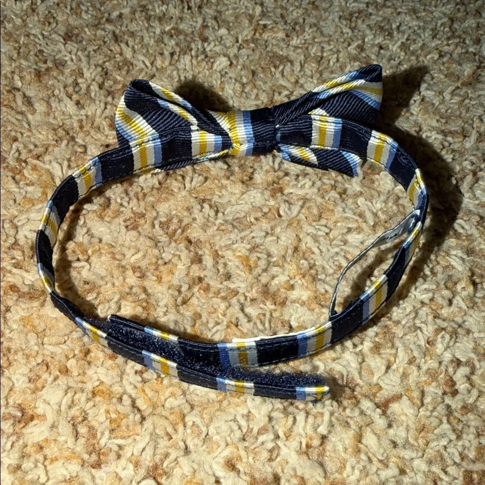 janie and jack blue yellow and white striped bow tie